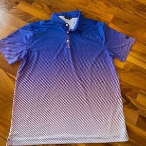 Sunday Swagger Men XL Golf Polo Shirt Blue Purple‎ Gradient Dot Print Short